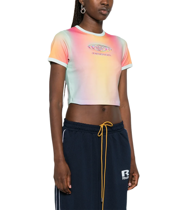Cropped T-Shirt mit All-Over-Gradient und Logo-Print