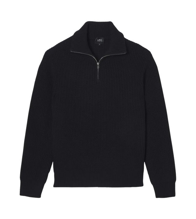 Daniel gerippter Pullover mit Stehkragen und Reißverschluss