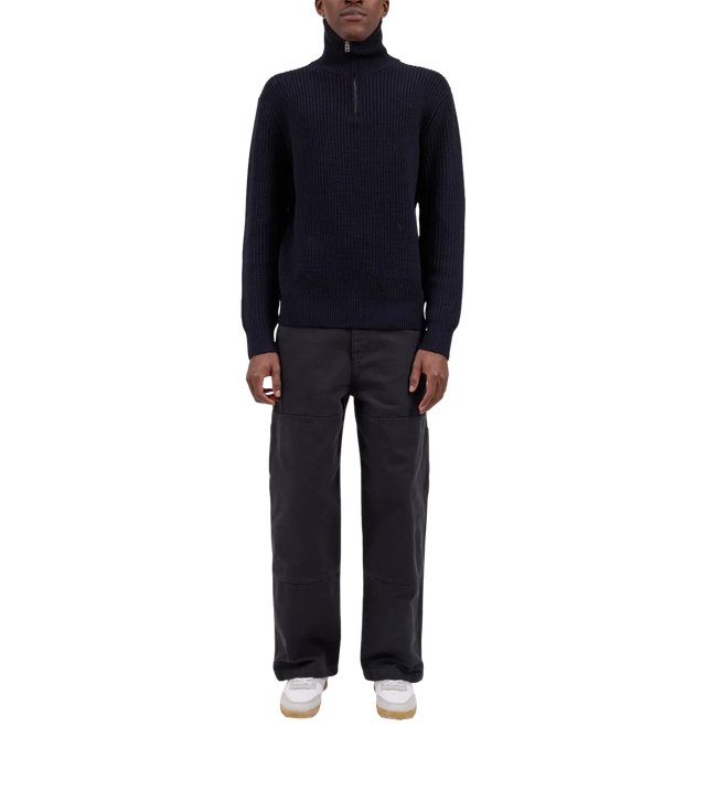Daniel gerippter Pullover mit Stehkragen und Reißverschluss