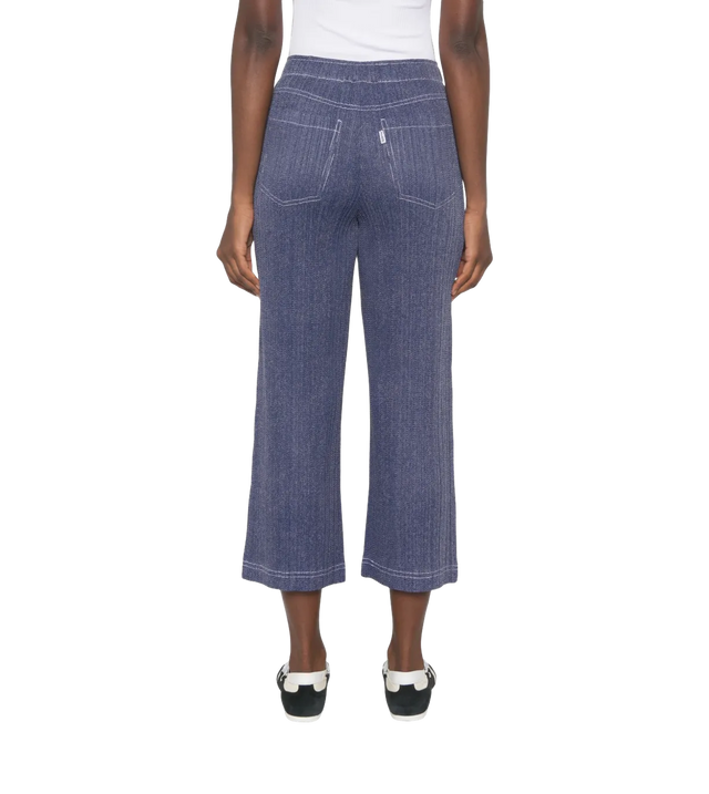 Gerade Hose in Jeansoptik mit Plisseestruktur