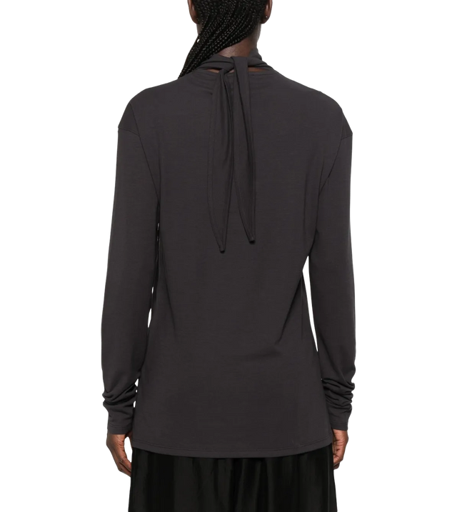 Langarmtop mit Schaldetail aus Jersey-Crêpe