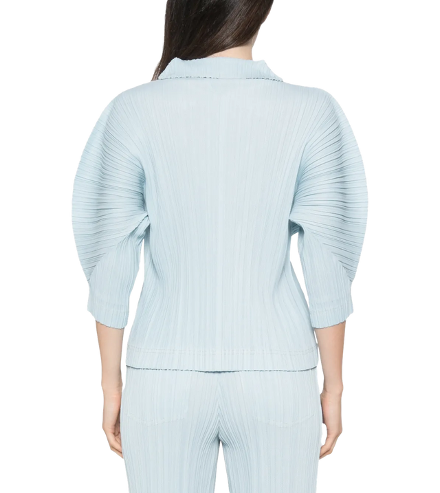 Plissiertes T-Shirt mit Poloshirtkragen