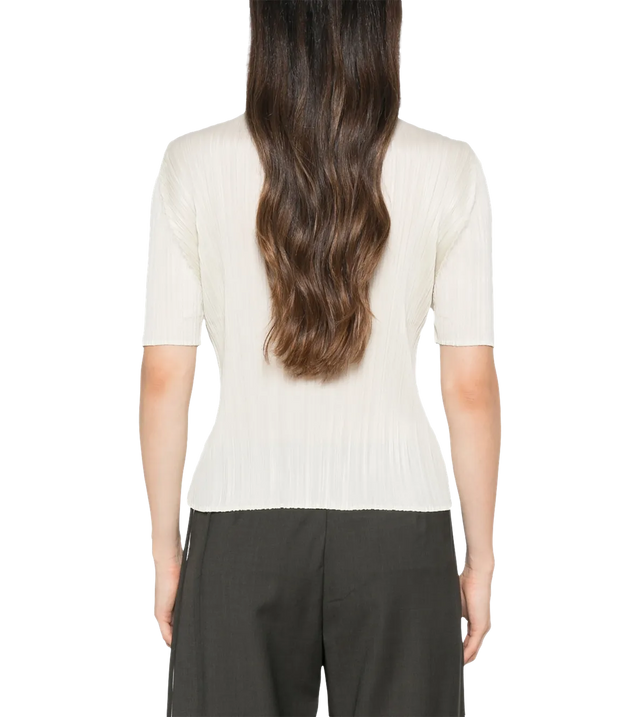 Plissiertes T-Shirt mit Stehkragen