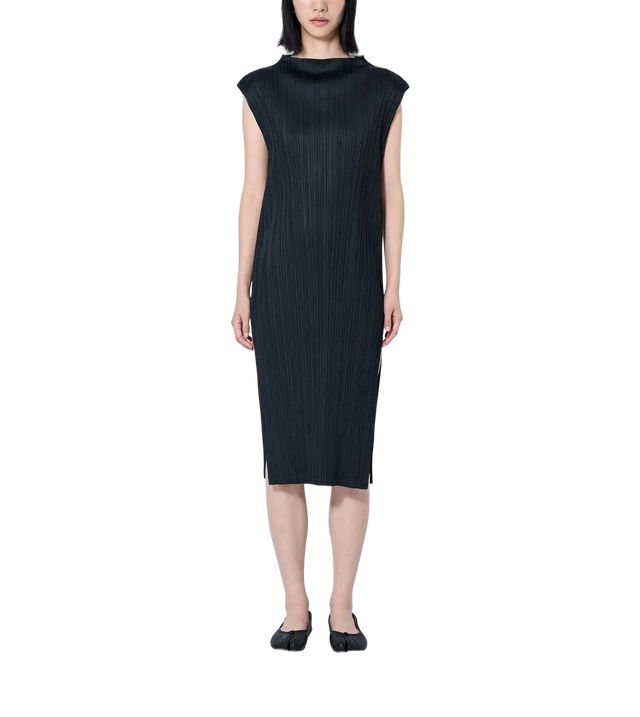 Ärmellose Swing Kleid mit Falten und Knopfleiste