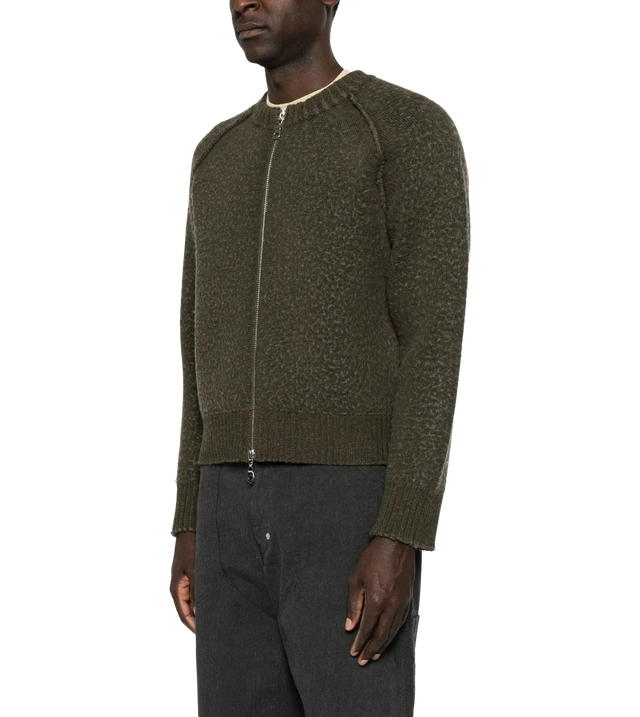 Cardigan mit Reißverschluss und Rippstrick-Saum