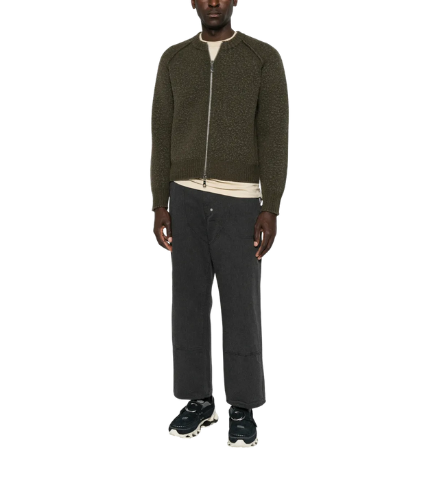 Cardigan mit Reißverschluss und Rippstrick-Saum