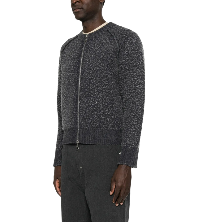 Cardigan mit Reißverschluss und Rippstrick-Saum