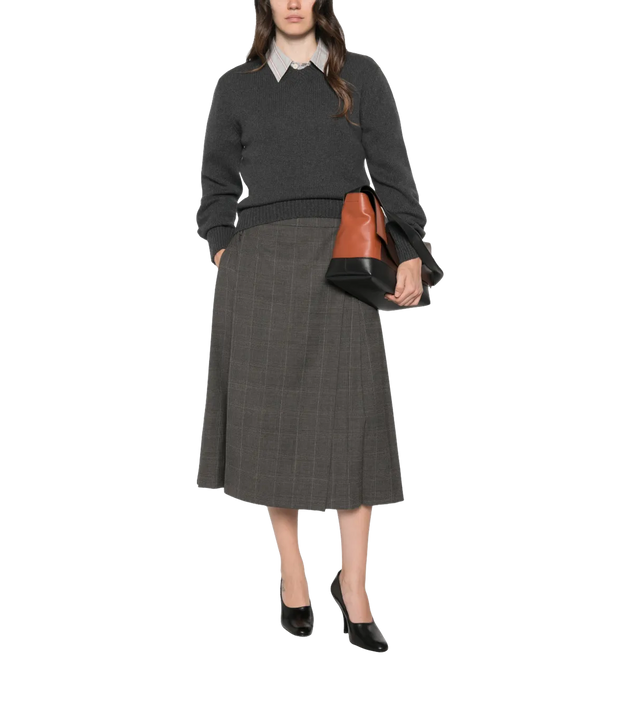 Violette Pullover mit V-Ausschnitt und geripptem Saum