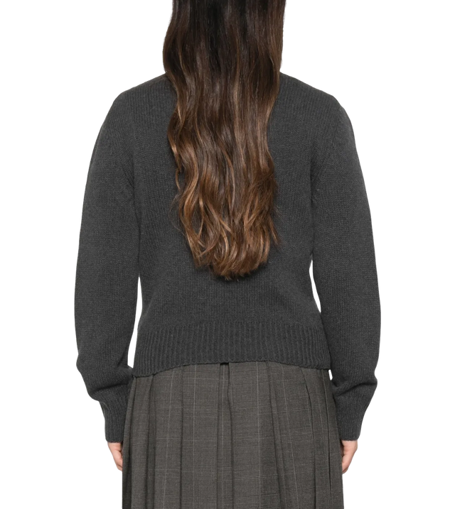 Violette Pullover mit V-Ausschnitt und geripptem Saum