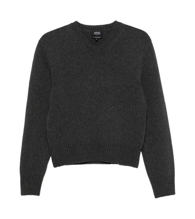 Violette Pullover mit V-Ausschnitt und geripptem Saum
