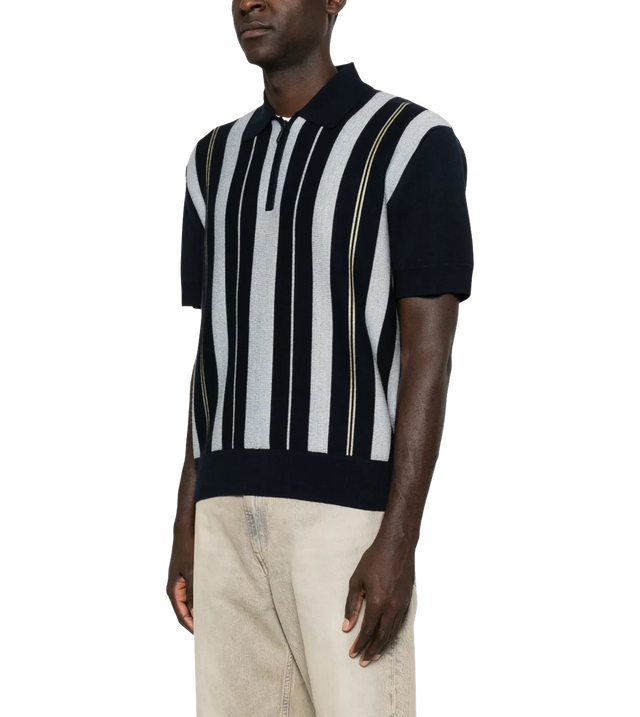 Gestreiftes Strickpolo mit Reißverschluss