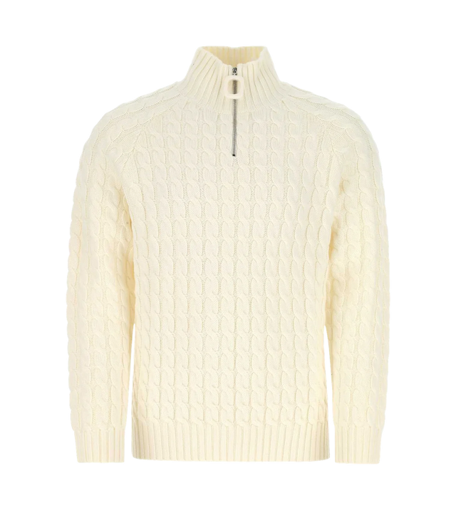 Henley Pullover mit Zopfstrick-Muster