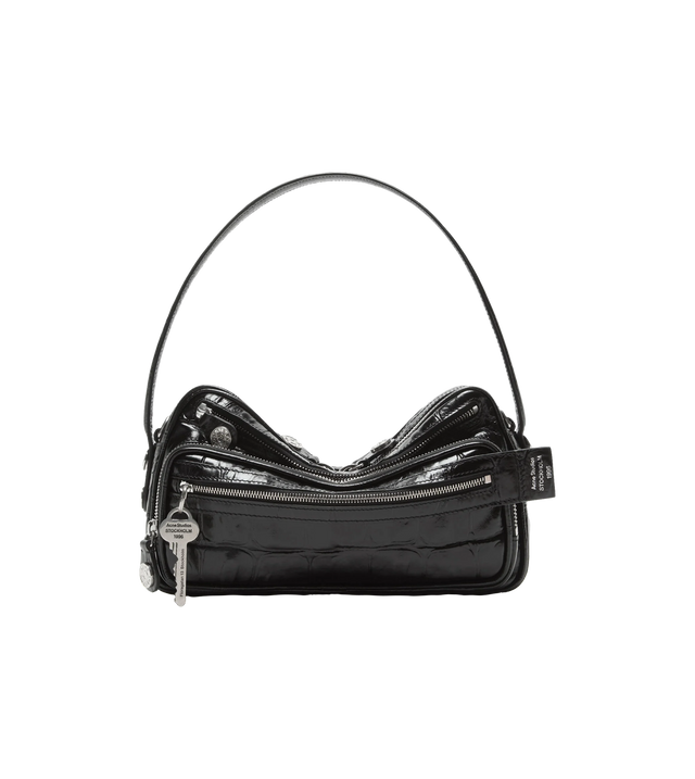 Camero Party Schultertasche aus Leder mit Krokodilprägung