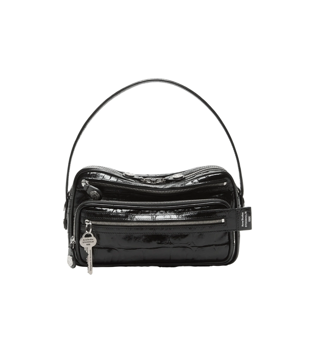 Camero Party Schultertasche aus Leder mit Krokodilprägung