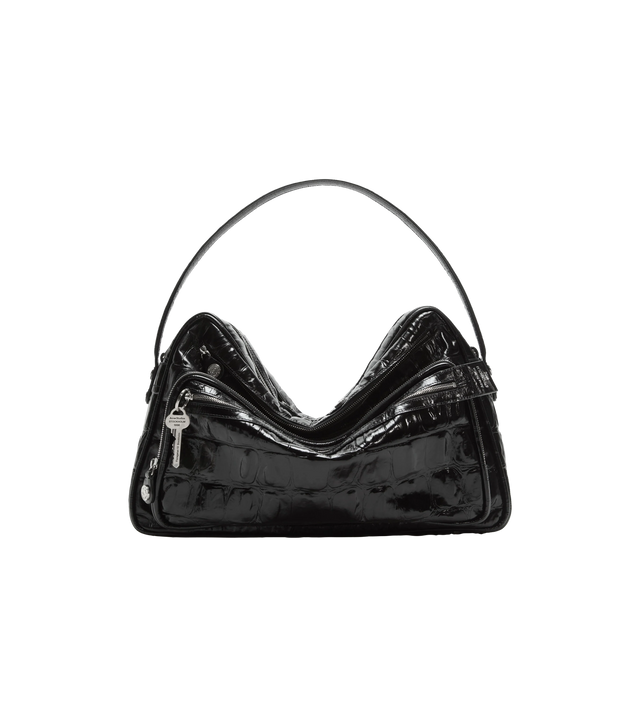 Camero Camera Schultertasche aus Leder mit Krokodilprägung