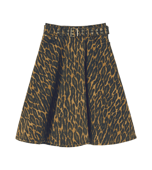Wickelrock aus Denim mit Leopardenmuster