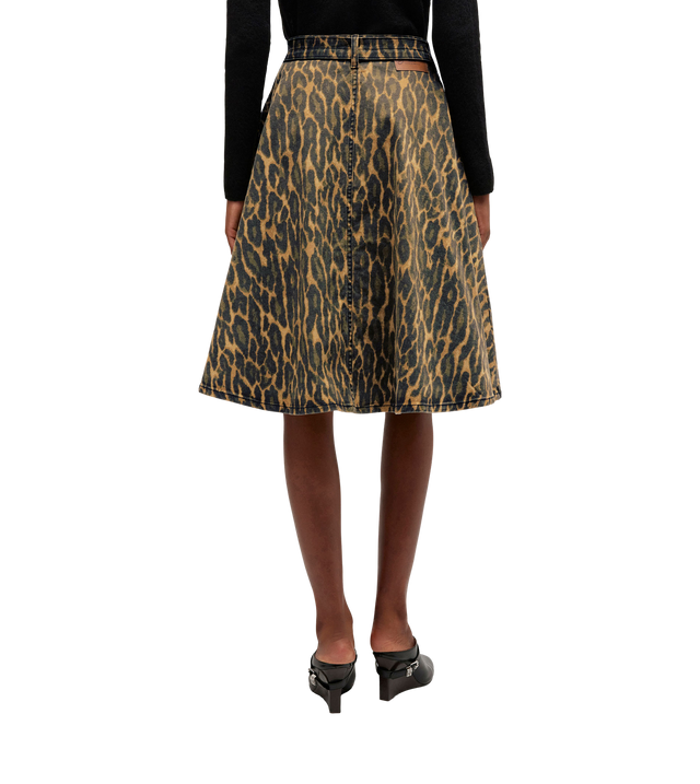 Wickelrock aus Denim mit Leopardenmuster