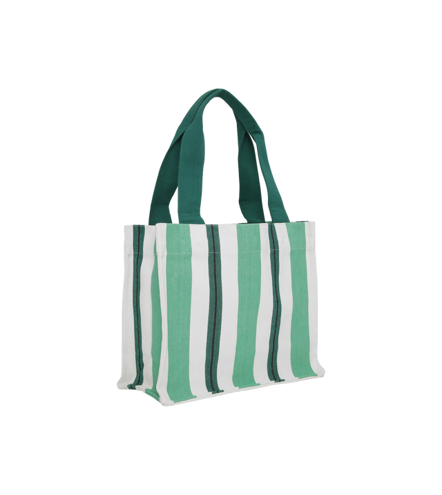 Green Large Striped Canvas Tote Tasche