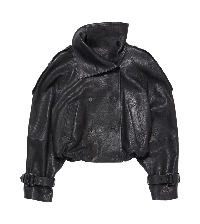 Gecroppter Trenchcoat aus Leder