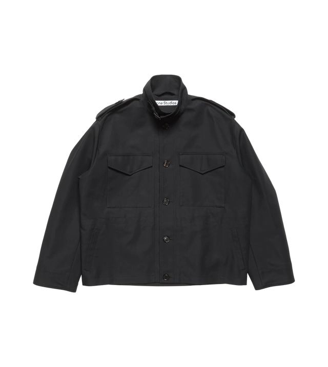Blousonjacke aus Baumwollsatin mit Lederpatch
