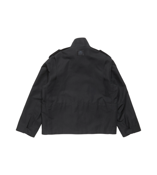 Blousonjacke aus Baumwollsatin mit Lederpatch