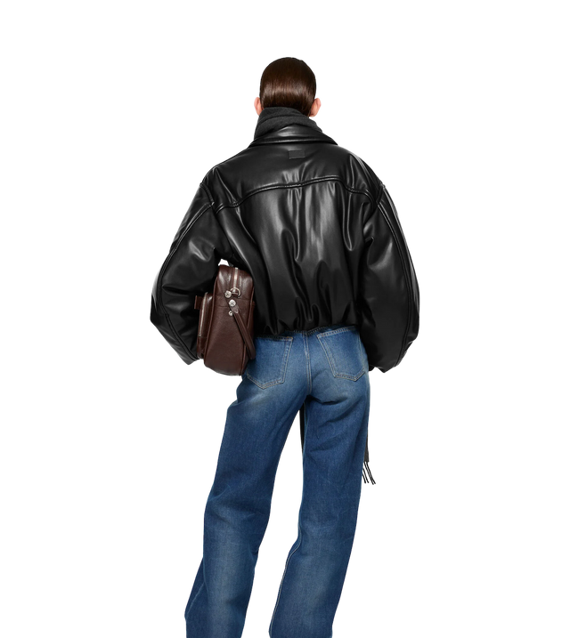 Faux leather bomber jacket