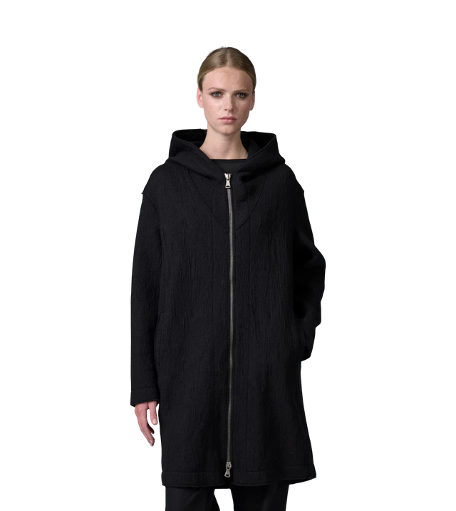 Jacke im comfort fit mit kapuze aus boiled wool