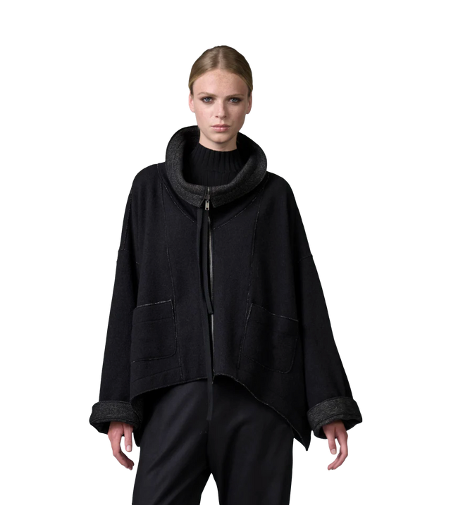 Ausgestellte Oversize-Wendejacke mit Fischgrätmuster