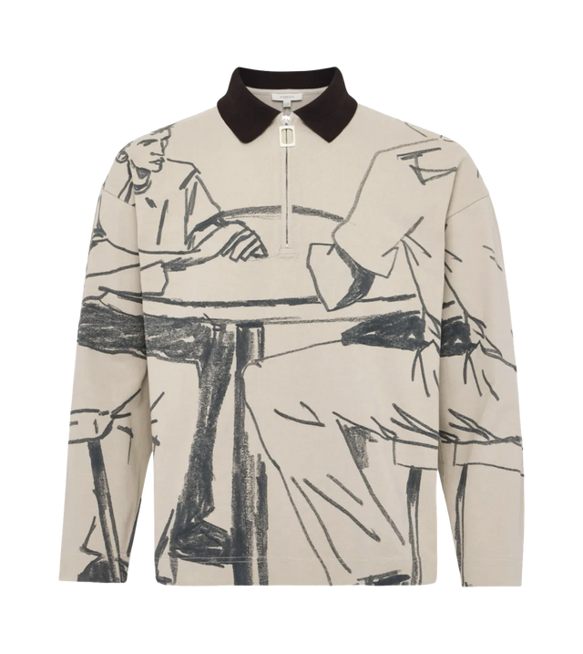Half-Zip-Poloshirt mit Illustrations-Print