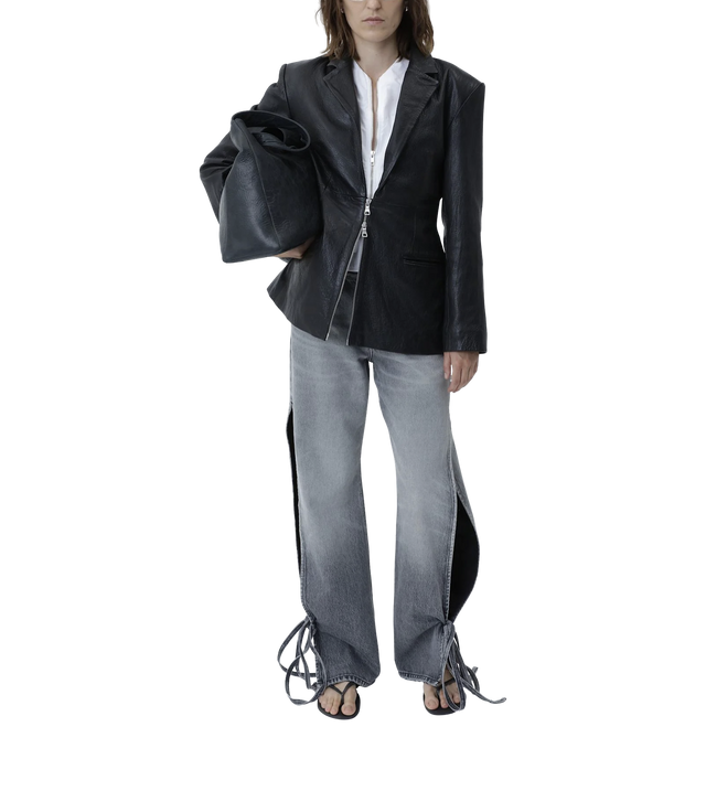 Florina Zip Leather Blazer