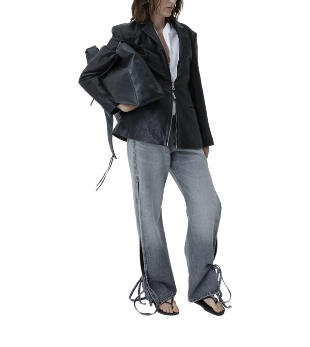 Florina Zip Leather Blazer