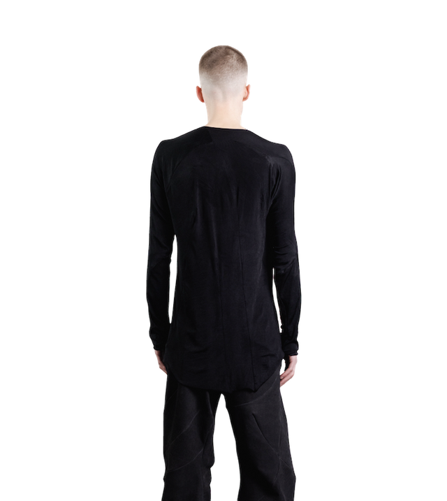 Distortion long curved T-shirt