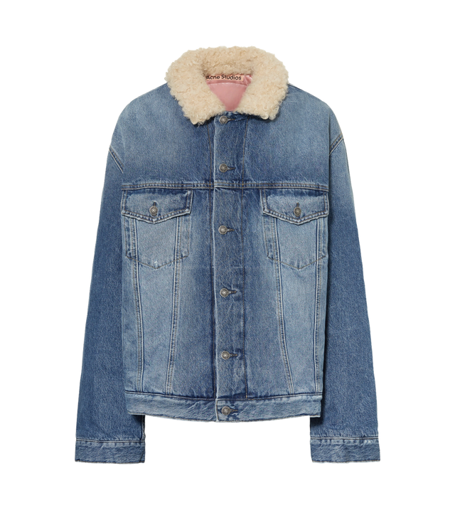 Oversized-Jeansjacke mit Kunstfell