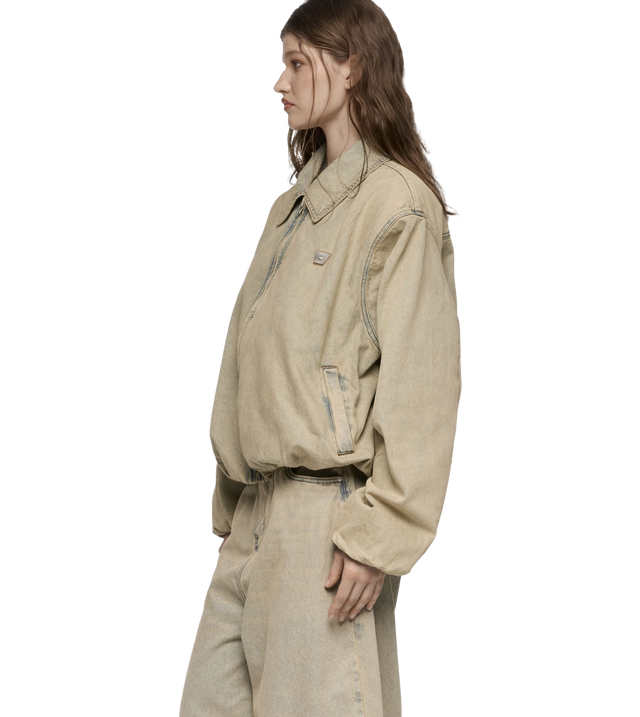 Sand Washed Bomber Denim Jacke