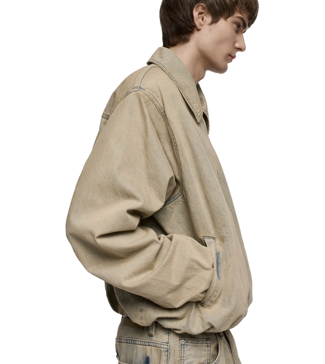 Sand Washed Bomber Denim Jacke