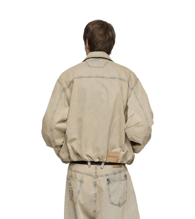 Sand Washed Bomber Denim Jacke