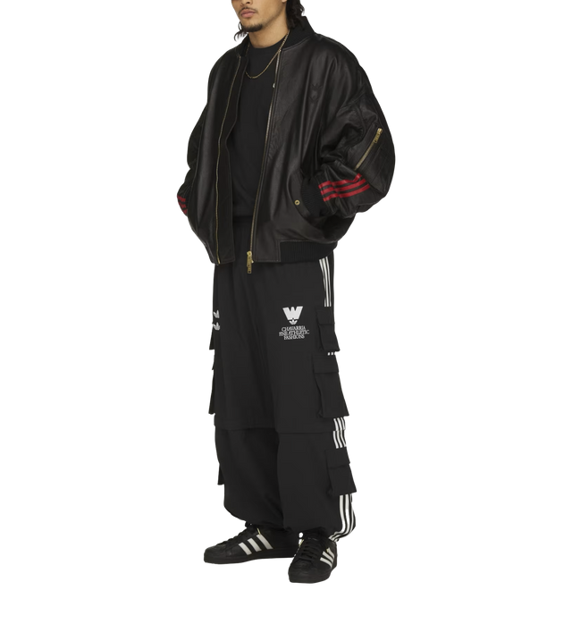 Leder-Bomberjacke mit Logo-Stickerei