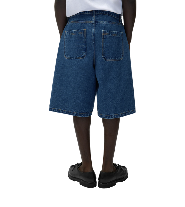 Jeans-Shorts mit runder Tasche