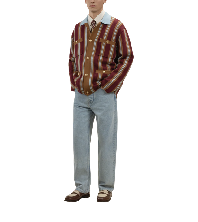 Gestreifte Strickjacke mit Reißverschluss