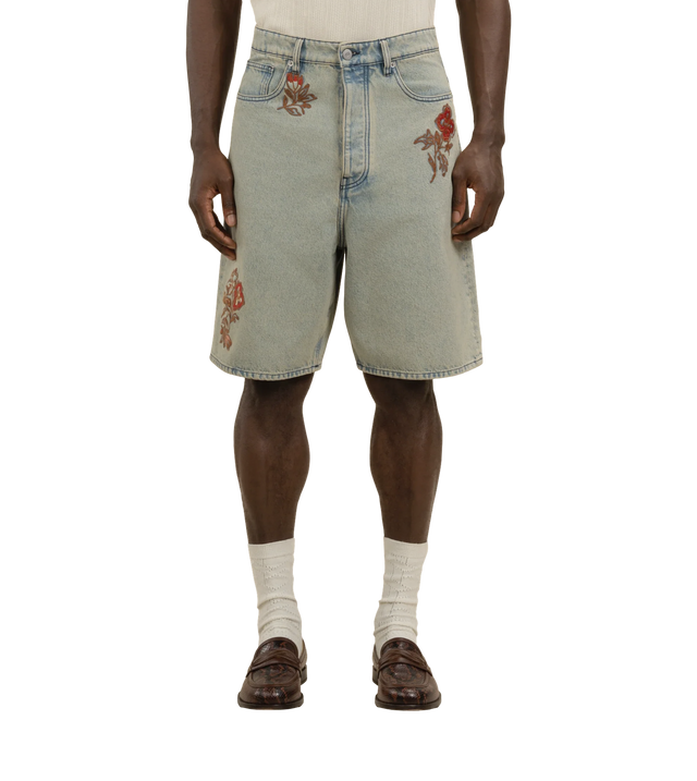 Jeans-Shorts „Dusty Brodé Fleurs“ mit Blumenstickerei