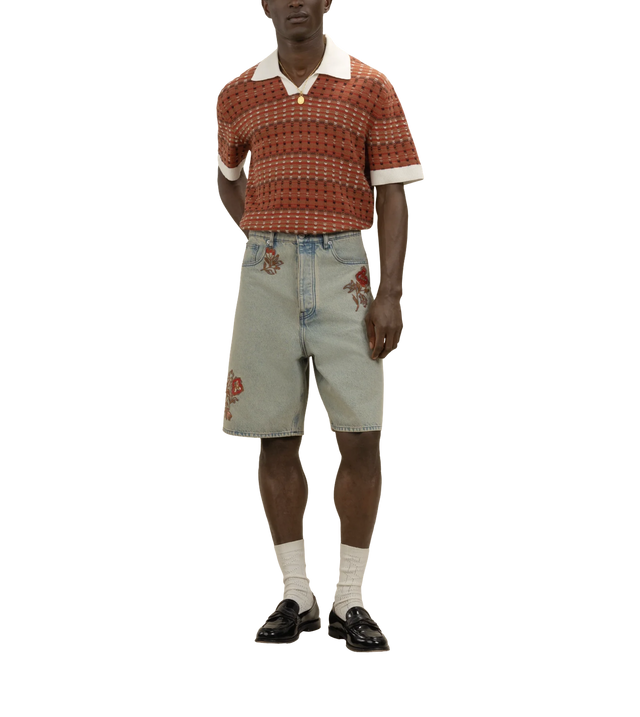 Jeans-Shorts „Dusty Brodé Fleurs“ mit Blumenstickerei