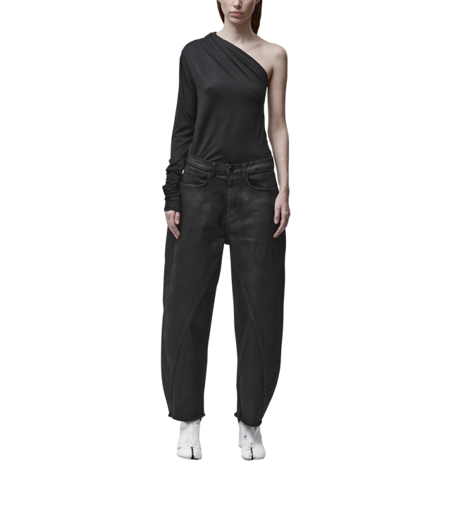 Beschichtete Hose mit weitem Bein