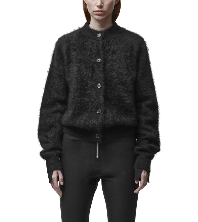 Strickjacke aus Mohair-Mix mit Knopfverschluss