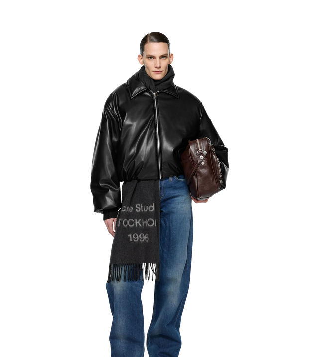 Faux leather bomber jacket