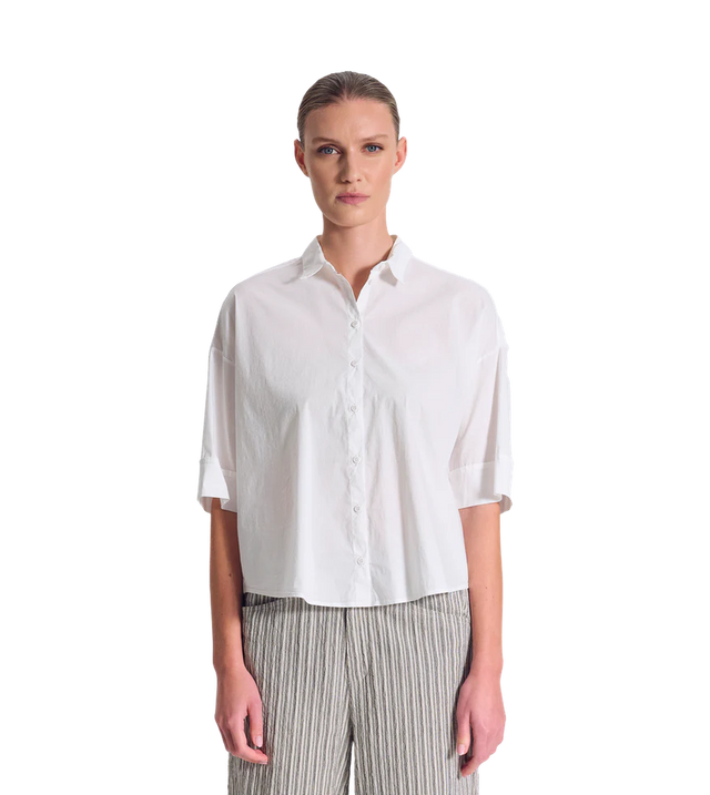 Oversize-Bluse aus Stretch-Popeline