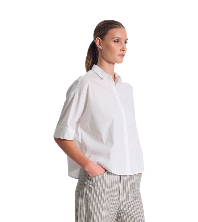 Oversize-Bluse aus Stretch-Popeline