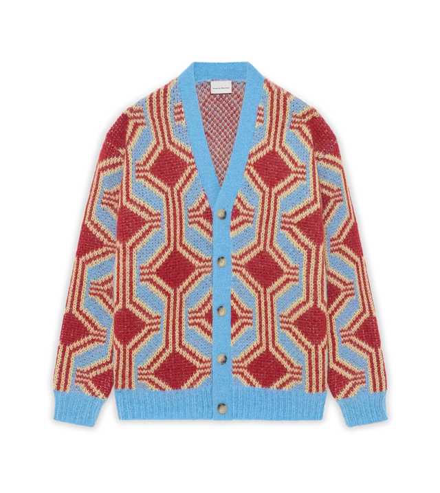 Mohair cardigan with geometric pattern