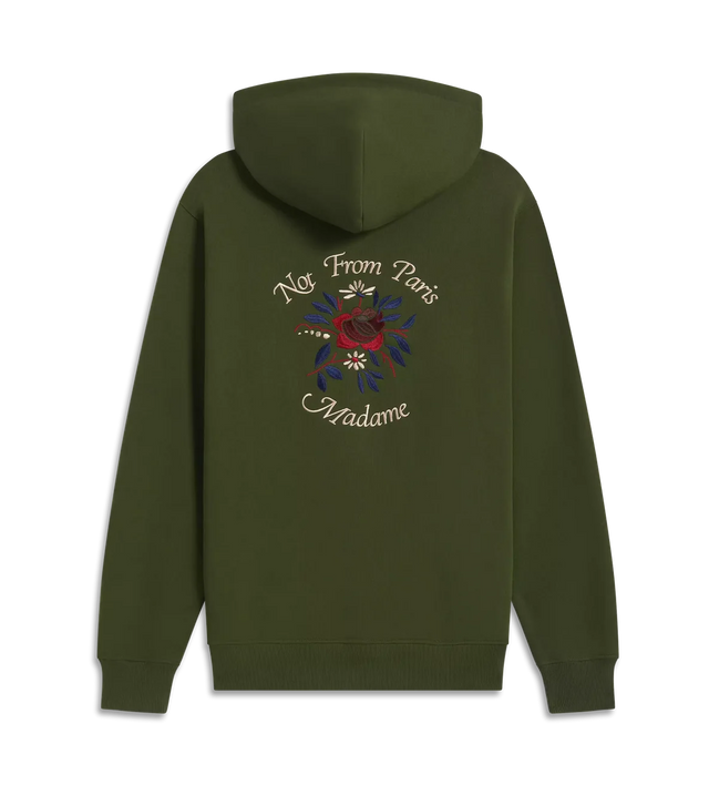 Hoodie mit Slogan-Fleurs-Stickerei