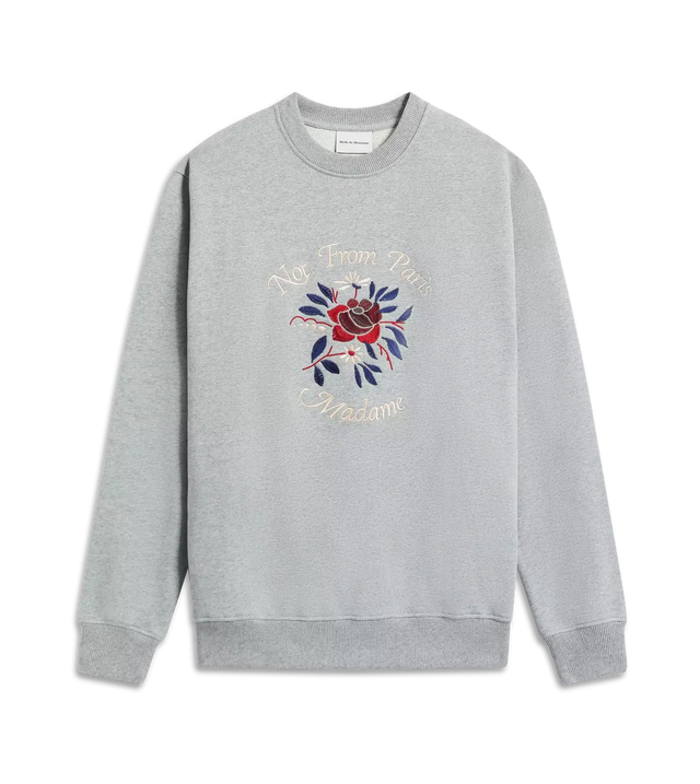 Sweatshirt mit Slogan-Fleurs-Stickerei