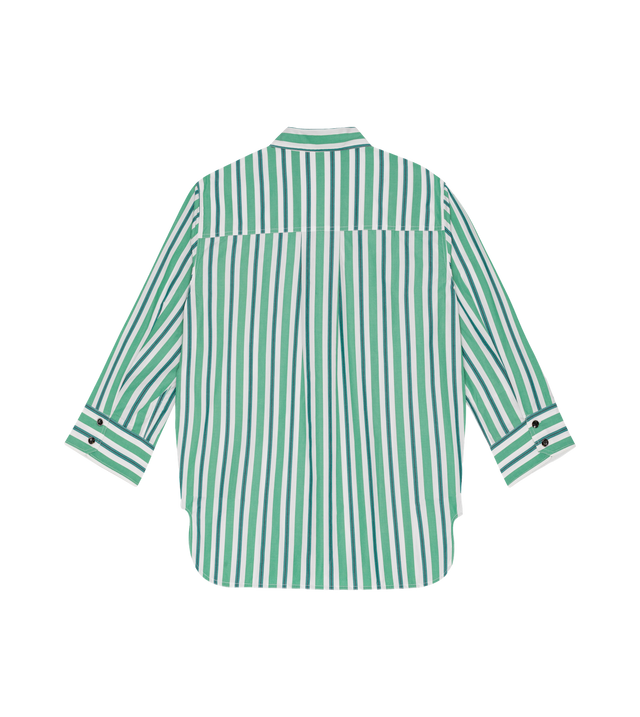 Green Striped Cotton Oversized Hemd